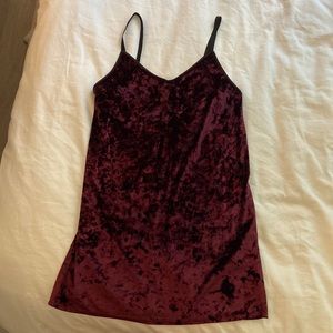 Topshop dark red/maroon/purple velvet slip dress with black spaghetti straps